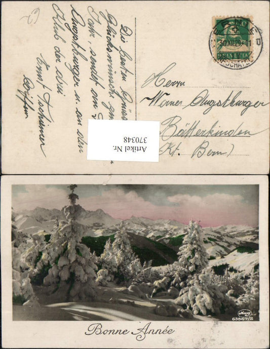 370348,Neujahr Bonne Annee Winterlandschaft Bergkulisse