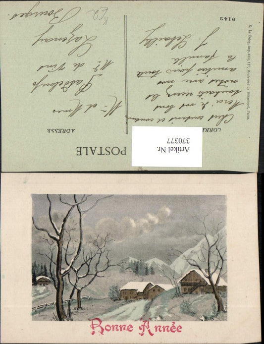 370377,Künstler AK Neujahr Winterlandschaft Häuser