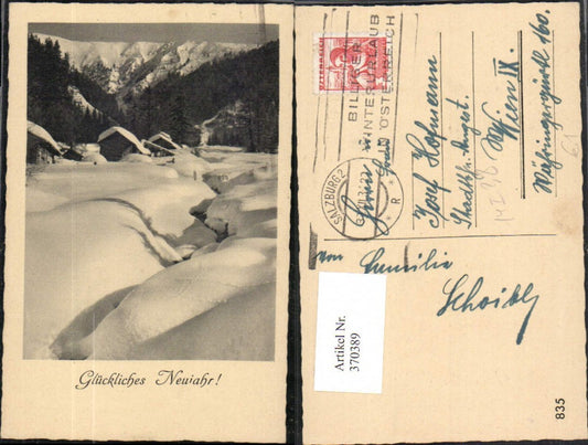 370389,Neujahr Winterlandschaft Hütten Bergkulisse