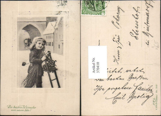 370410,Künstler AK Neujahr Kind Rauchfangkehrer Schornsteinfeger Leiter pub PTL Art de Vienne 2112
