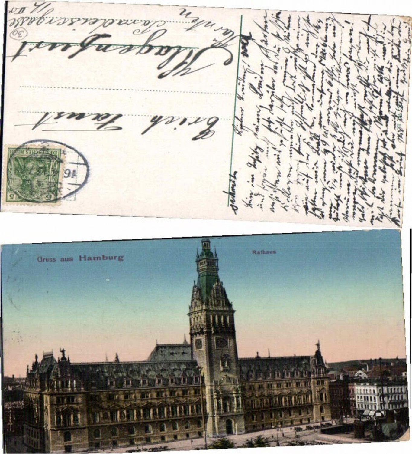 69125,Gruss aus Hamburg Rathaus 1912