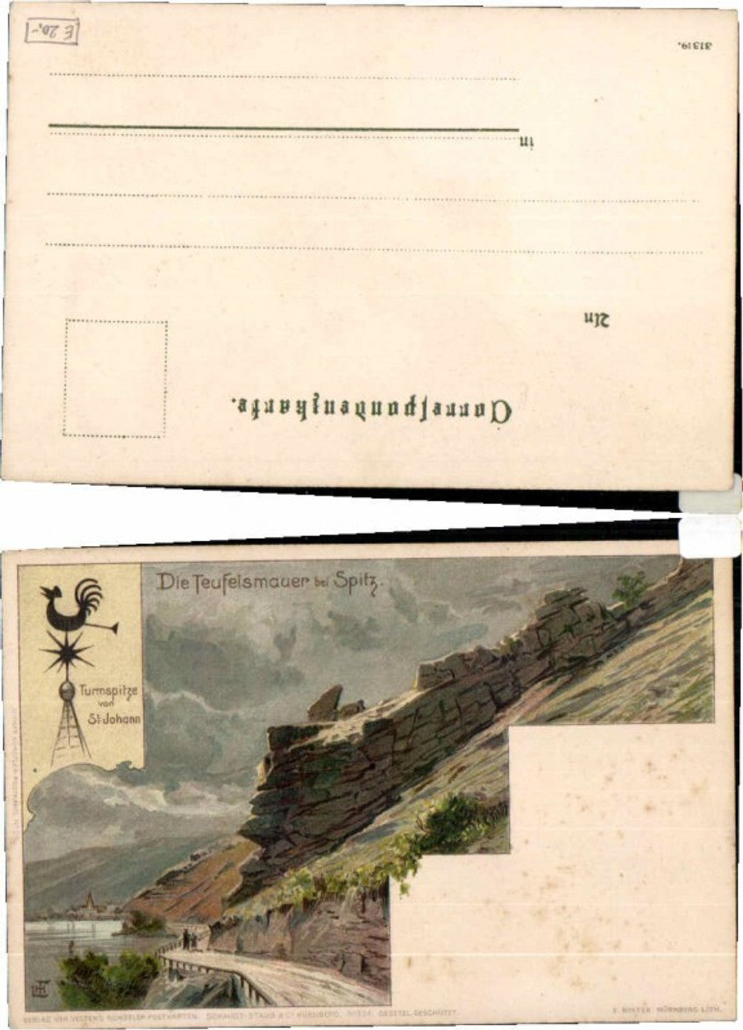 69340,Litho Spitz Wachau Teufelsmauer L.H. Fischer sig