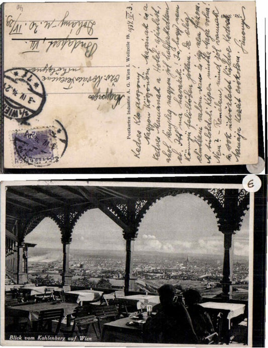 69363,Kahlenberg Leopoldsberg b. Wien Blick auf Stadt