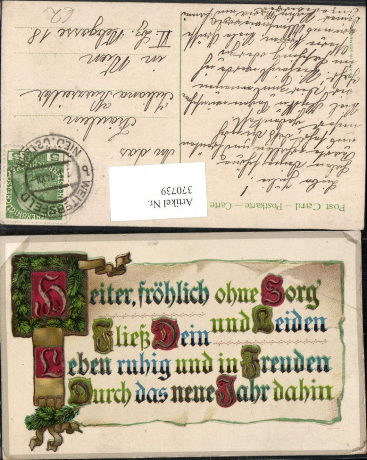 370739,Präge AK Spruch Zitat Text Schriftrolle Tannenzweige