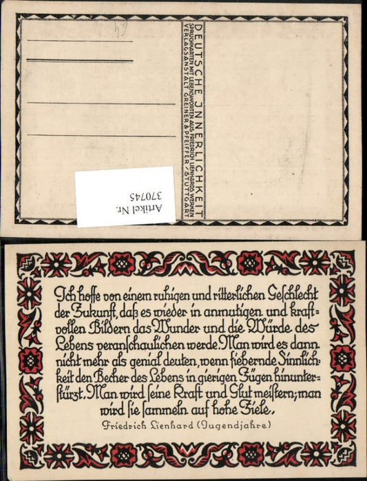 370745,Gedicht Spruch Zitat von Friedrich Lienhard Jugendjahre Rahmen Ornamente