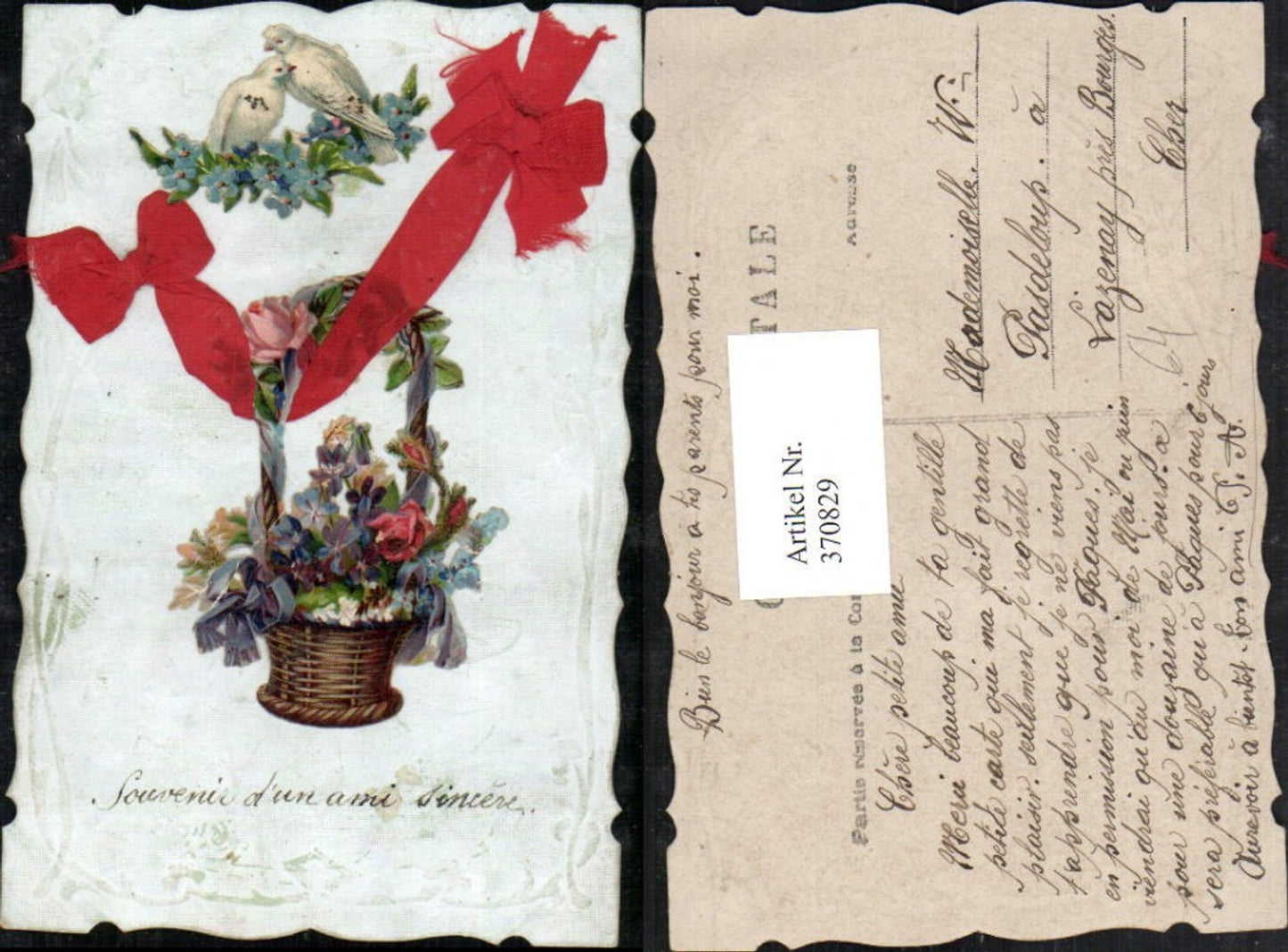 370829, Applique Doves Flowers Basket Bow Embosser Frame