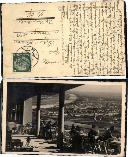 69515,Wien Kahlenberg Leopoldsberg Blick auf Wien