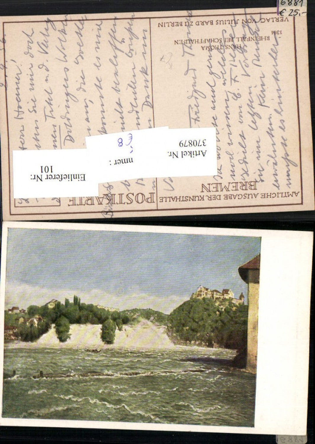 370879,Künstler AK Hans Thoma Rheinfall Wasserfall b. Schaffhausen