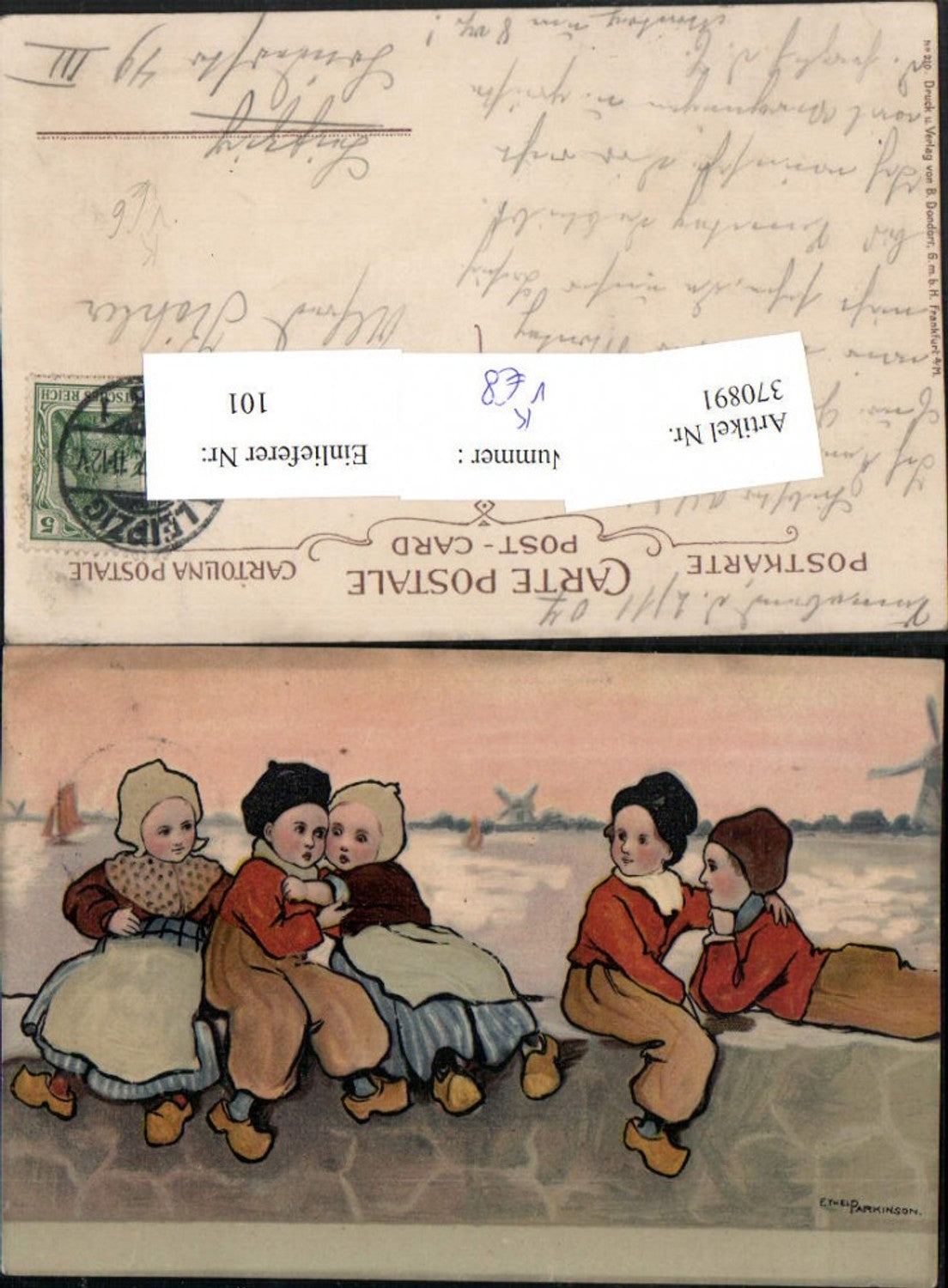 370891,Künstler AK Ethel Parkinson Holländische Kinder Pantoffeln pub B. Dondorf 210