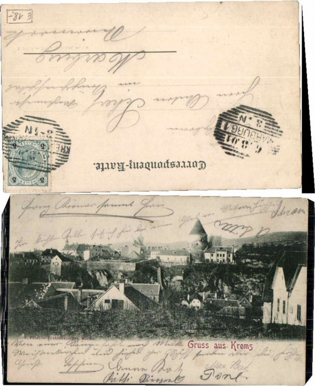 69593,Gruss aus Krems a.d. Donau um 1898
