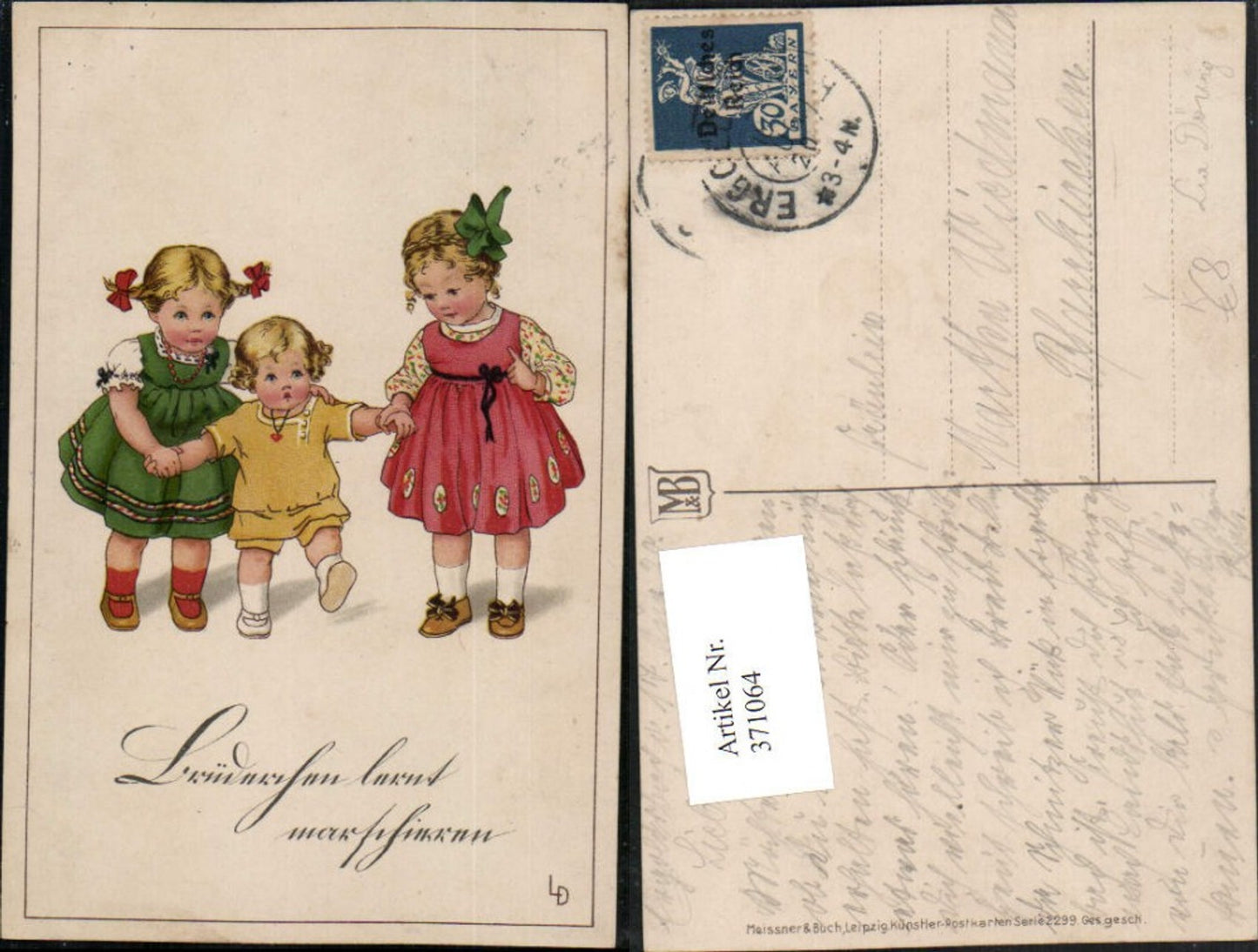 371064,Künstler AK Lia Döring Kinder Kleider Zöpfe pub Meissner & Buch 2299