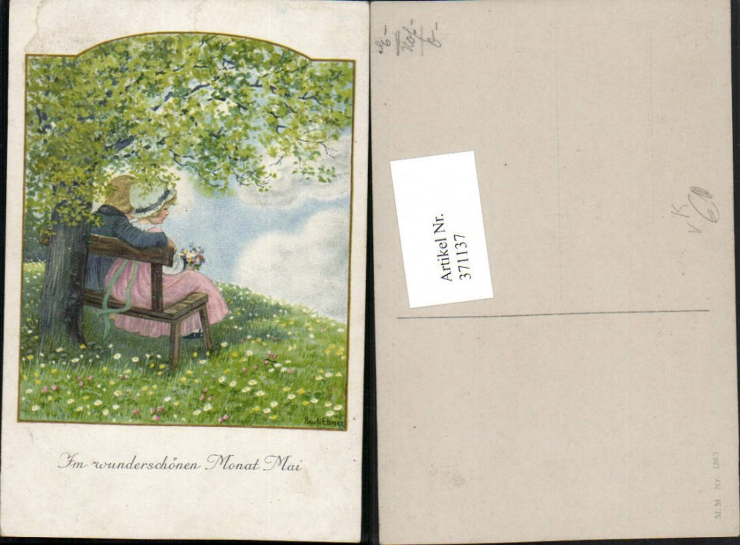 371137,Künstler AK Pauli Ebner Mai Liebe Paar Bank Baum pub M. Munk 1263