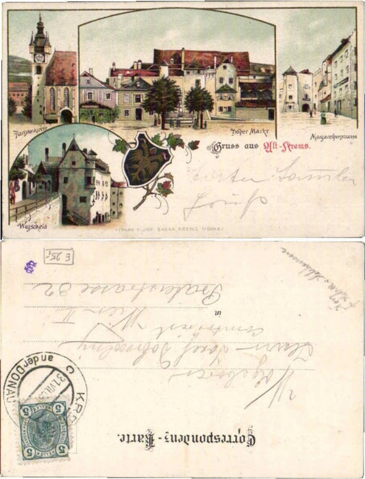 69917,Litho Krems a.d. Donau Wegscheid pub Saska 1904