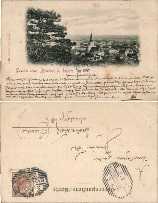 70152,Gruss aus Baden b. Wien 1897 pub Stengel Co 4865