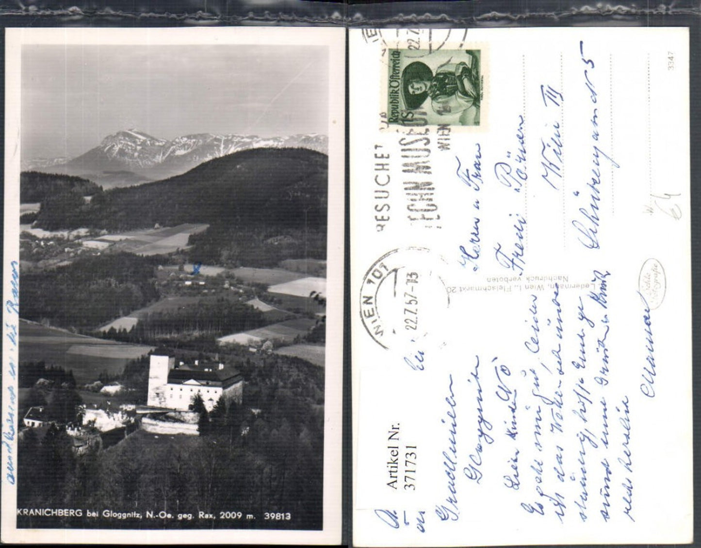371731,Schloss Kranichberg b. Gloggnitz geg. Rax Bergkulisse