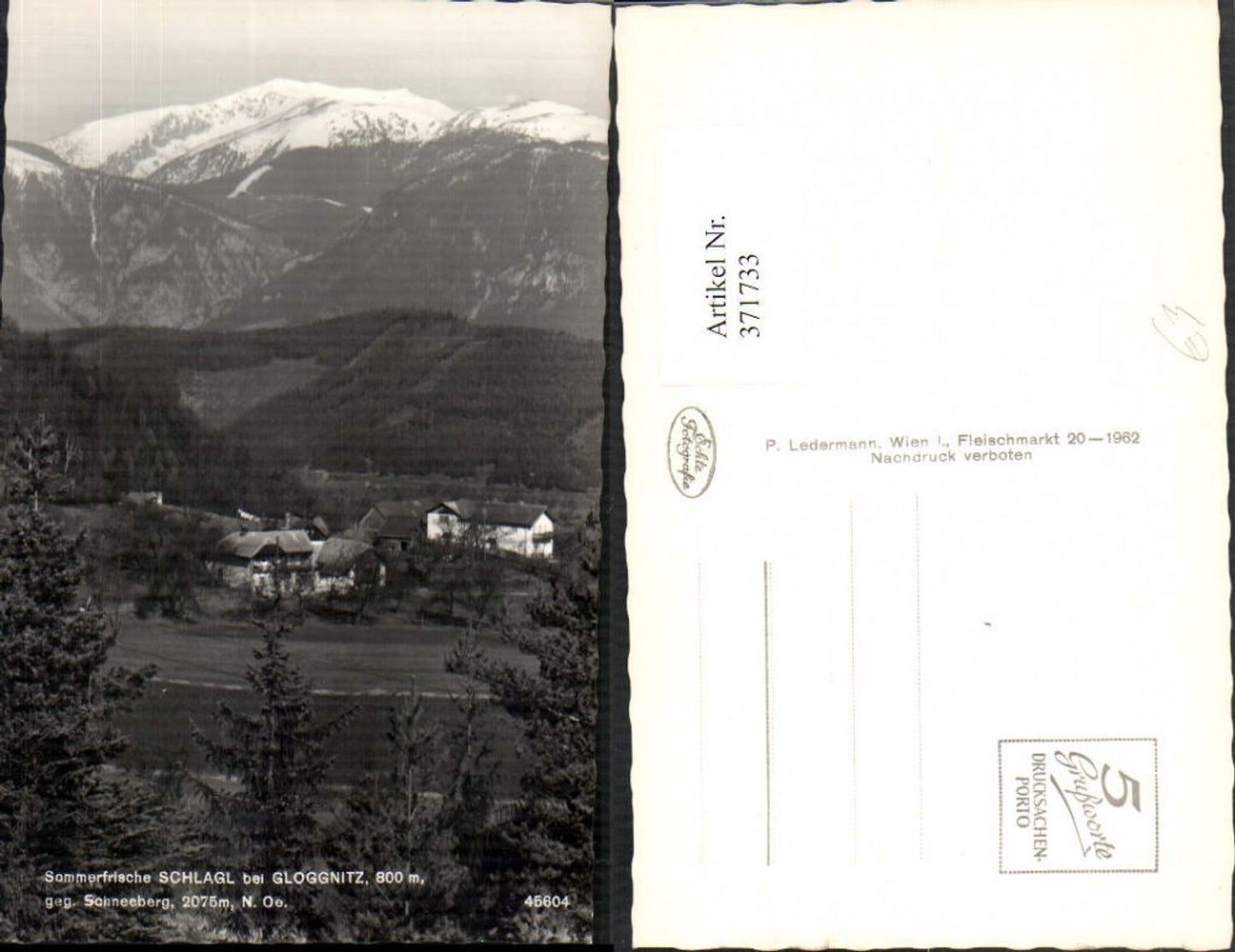 371733,Schlagl b. Gloggnitz geg. Schneeberg Bergkulisse