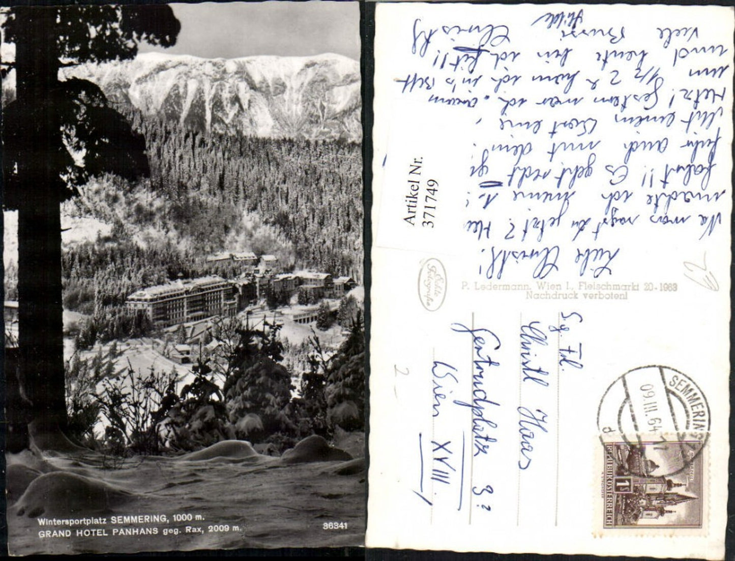 371749,Semmering Grand Hotel Panhans geg. Rax Bergkulisse Winterbild