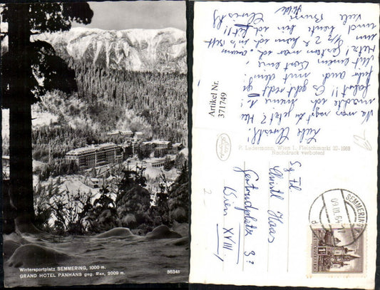 371749,Semmering Grand Hotel Panhans geg. Rax Bergkulisse Winterbild