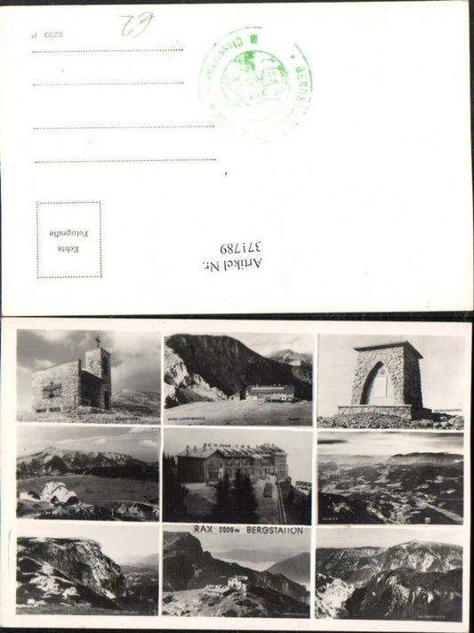 371789,Rax Bergstation b. Reichenau Ottohaus Heldendenkmal Kirche Habsburghaus Mehrbildkarte