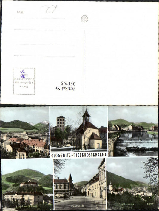 371795,Gloggnitz Totale Marktplatz Kirche Wehr Schloss Hauptstraße Mehrbildkarte