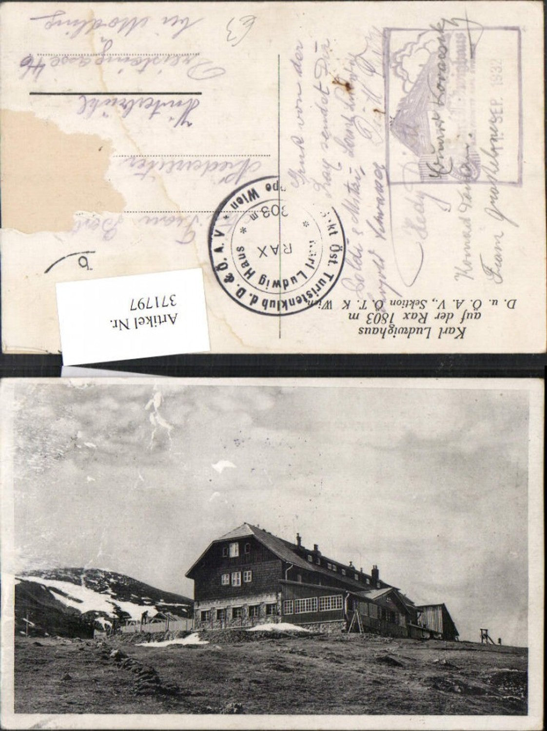371797,Karl Ludwighaus auf d. Rax Berghütte b. Reichenau