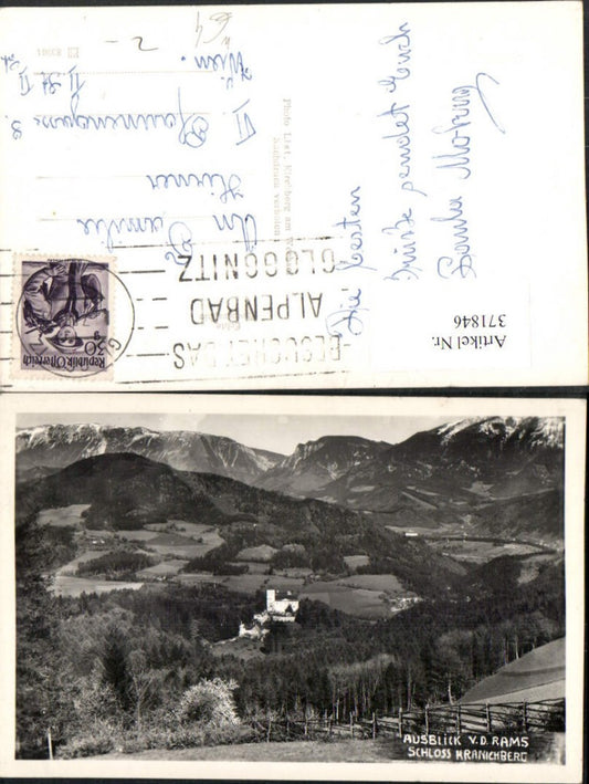 371846,Ausblick von d. Ramx auf Schloss Kranichberg b. Gloggnitz Bergkulisse