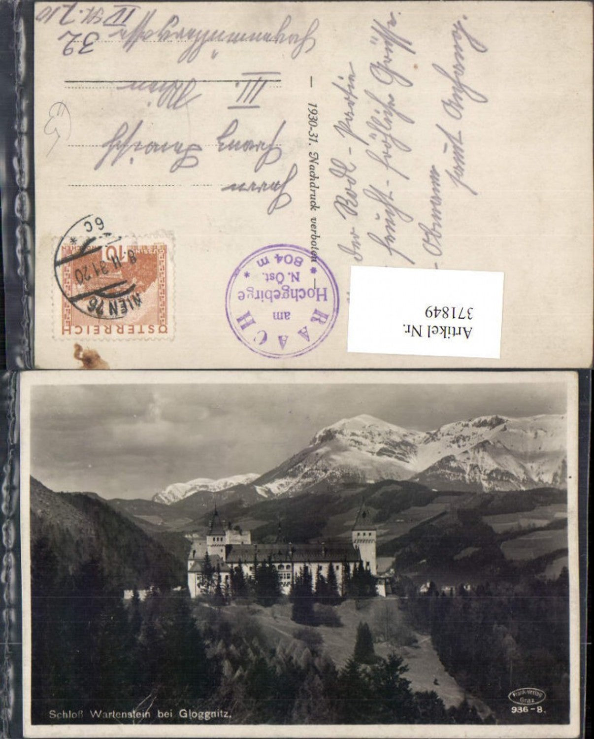 371849,Schloss Wartenstein b. Gloggnitz Bergkulisse