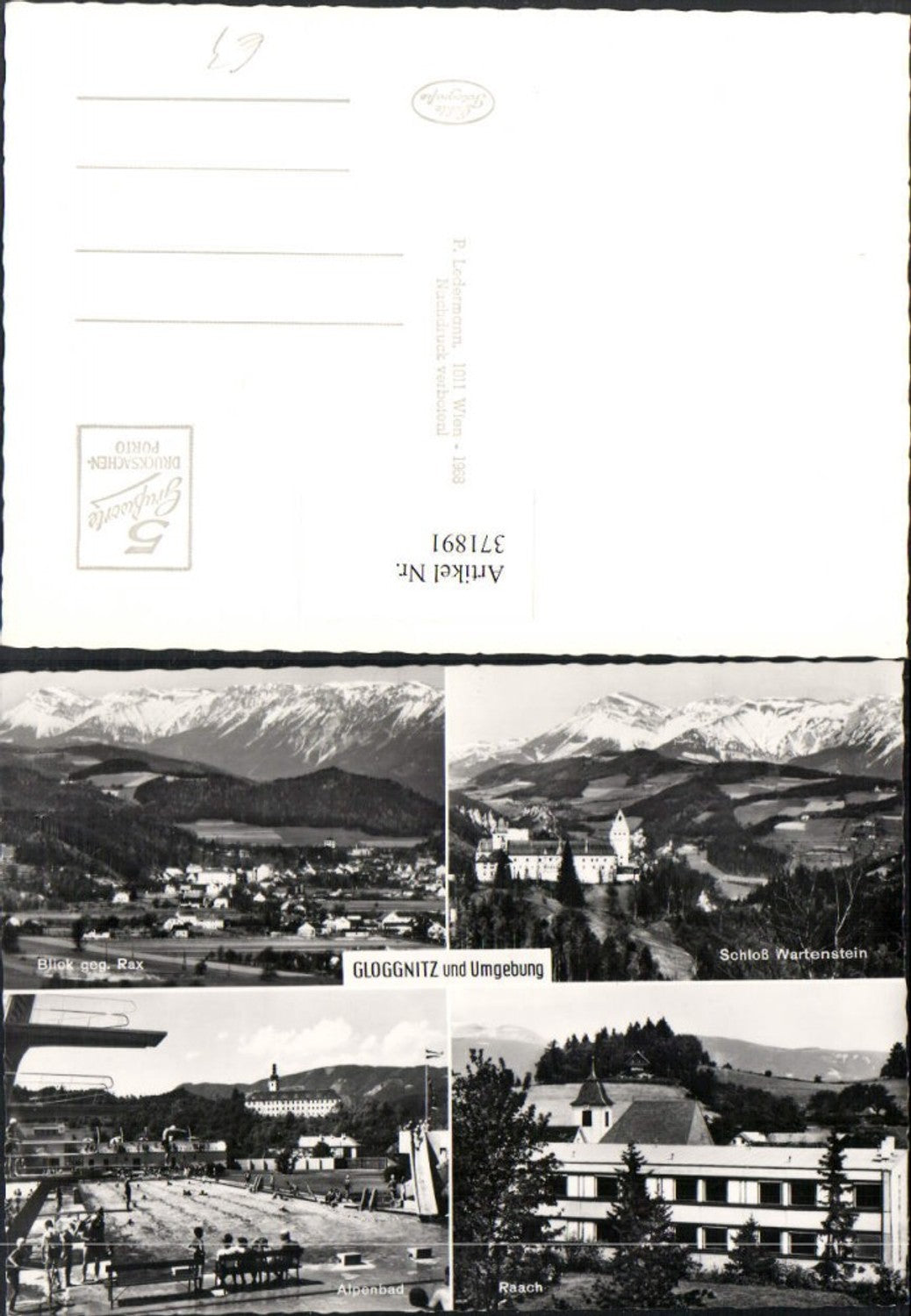 371891,Gloggnitz Totale Schloss Wartenstein Alpenbad Freibad Raach Mehrbildkarte