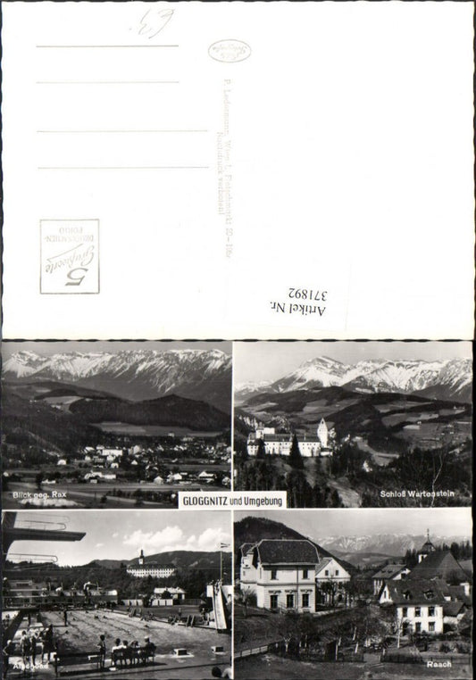 371892,Gloggnitz Totale Schloss Wartenstein Alpenbad Freibad Raach Mehrbildkarte