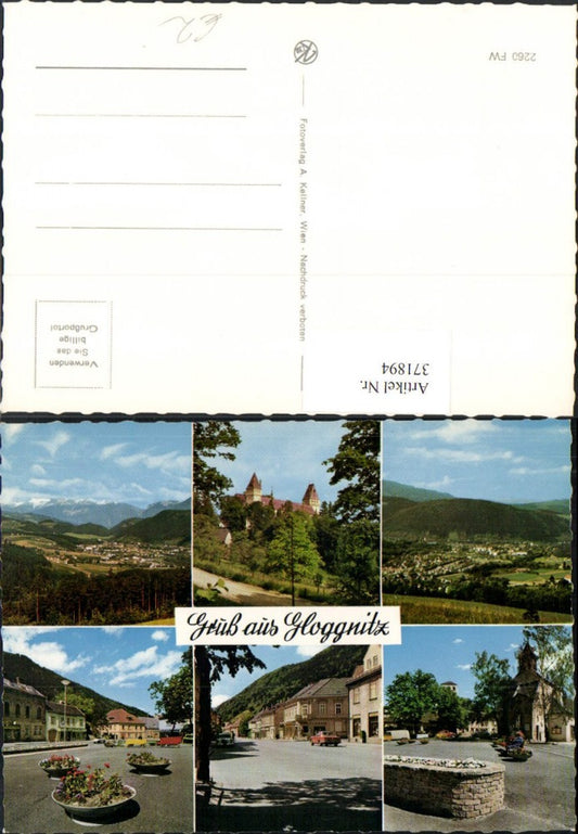 371894,Gloggnitz Totale Straßenansichten Kirche Schloss Mehrbildkarte