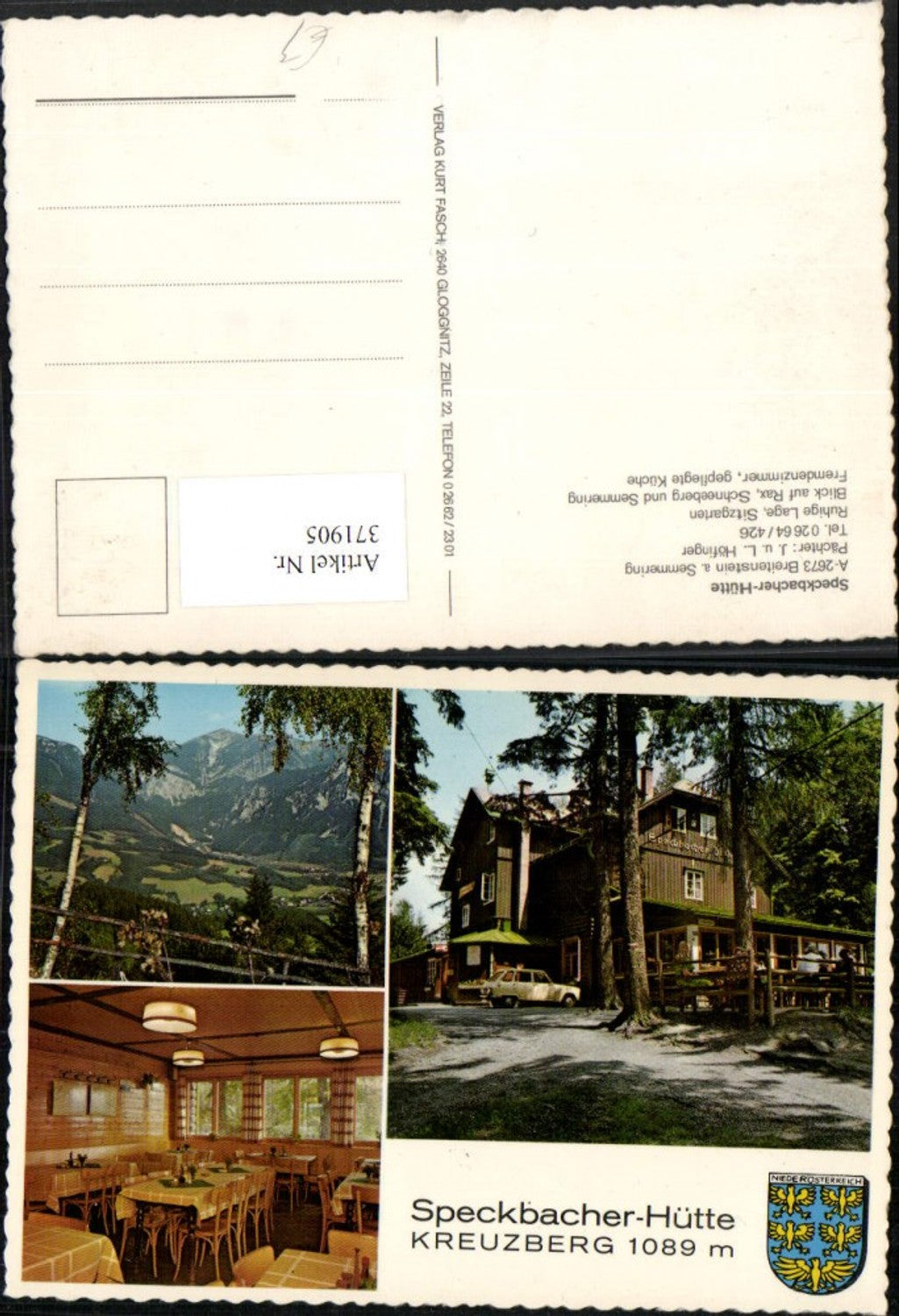 371905,Breitenstein am Semmering Speckbacher-Hütte am Kreuzberg Mehrbildkarte