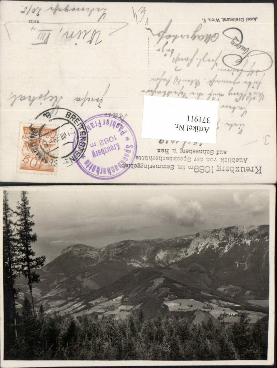 371911,Kreuzberg b. Breitenstein Ausblick von d. Speckbacherhütte Bergkulisse pub Josef Dreiwurst