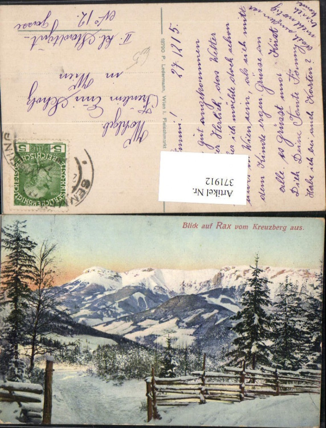 371912,Blick auf Rax vom Kreuzberg b. Breitenstein Bergkulisse Winterbild