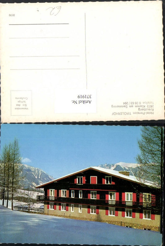 371919,Klamm am Semmering Hotel Pension Tirolerhof am Kreuzberg Bergkulisse Winterbild
