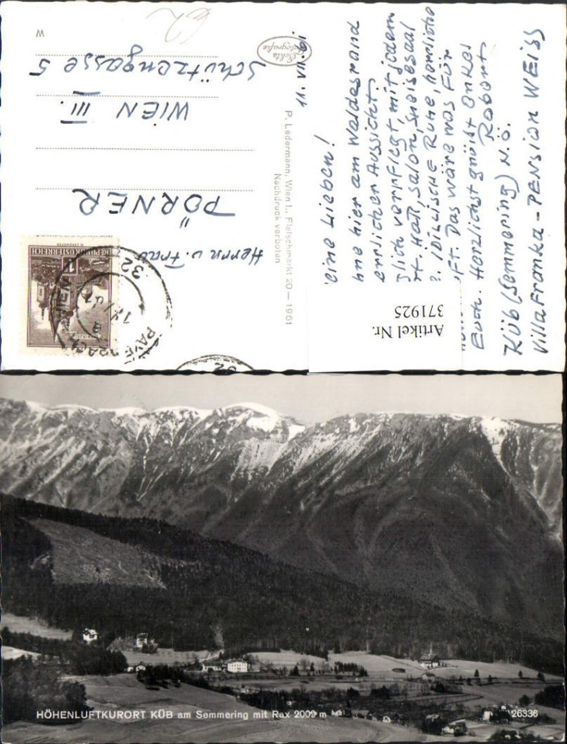 371925,Küb am Semmering Teilansicht m. Rax Bergkulisse