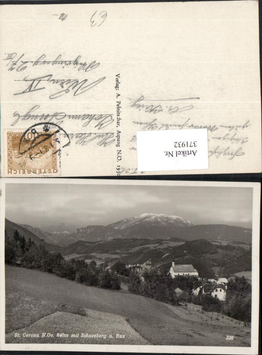 371932,St. Corona Teilansicht m. Schneeberg u. Rax Bergkulisse