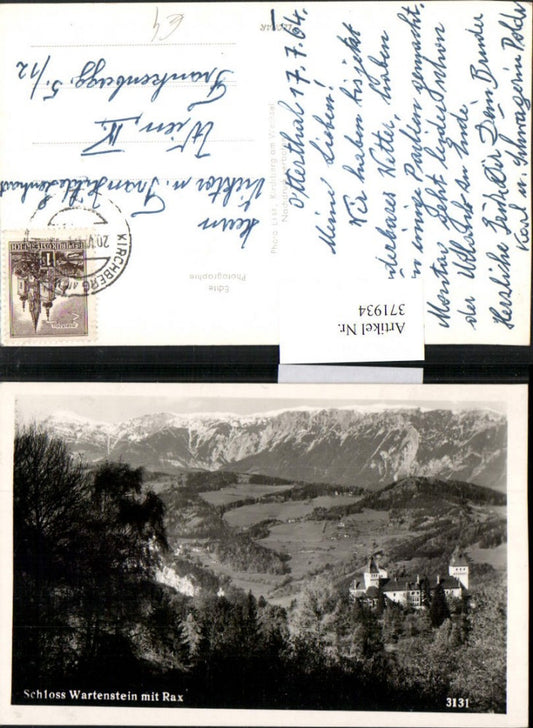 371934,Schloss Wartenstein b. Gloggnitz geg. Rax Bergkulisse