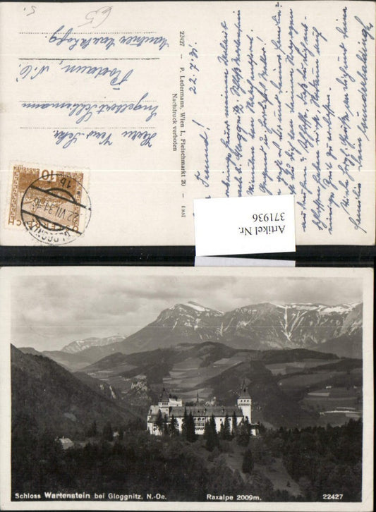 371936,Schloss Wartenstein b. Gloggnitz geg. Raxalpe Bergkulisse