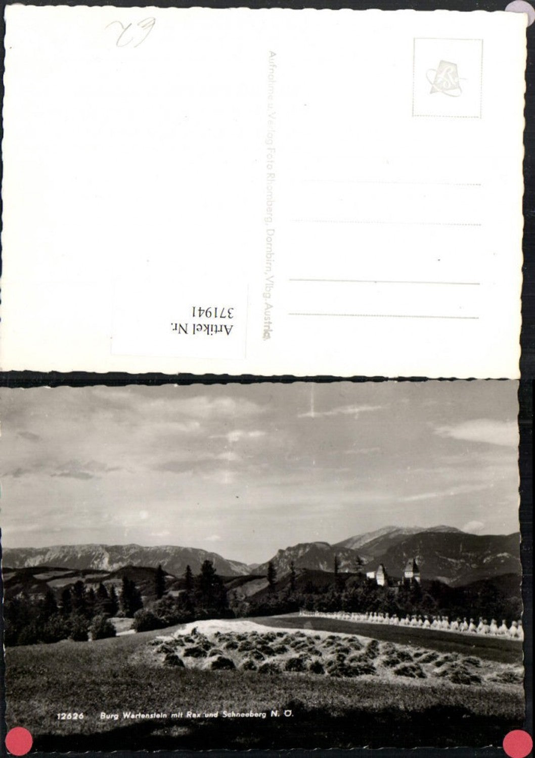 371941,Burg Schloss Wartenstein b. Gloggnitz geg. Rax u. Schneeberg Bergkulisse