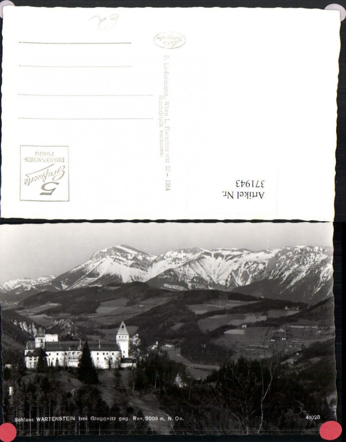 371943,Schloss Wartenstein b. Gloggnitz geg. Rax Bergkulisse