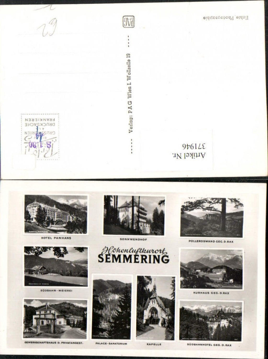 371946,Semmering Hotel Panhans Sonnwendhof Kapelle Kurhaus Mehrbildkarte