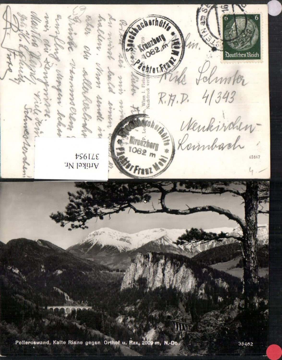 371954,Semmering Polleroswand Kalte Rinne Viadukt geg. Orthof u. Rax Bergkulisse