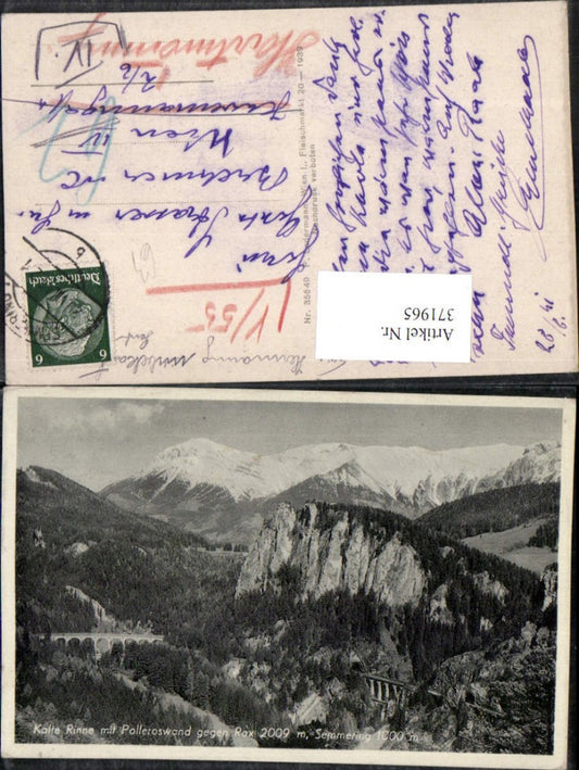 371965,Semmering Kalte Rinne Viadukt m. Polleroswand geg. Rax Bergkulisse