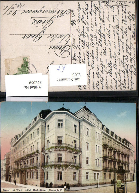 372059,Baden b. Wien Bade-Hotel Herzoghof Litfaßsäule
