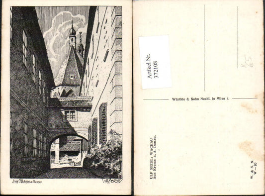372108,Künstler AK Ulf Seidl Krems an d. Donau Motiv Tor Kirche