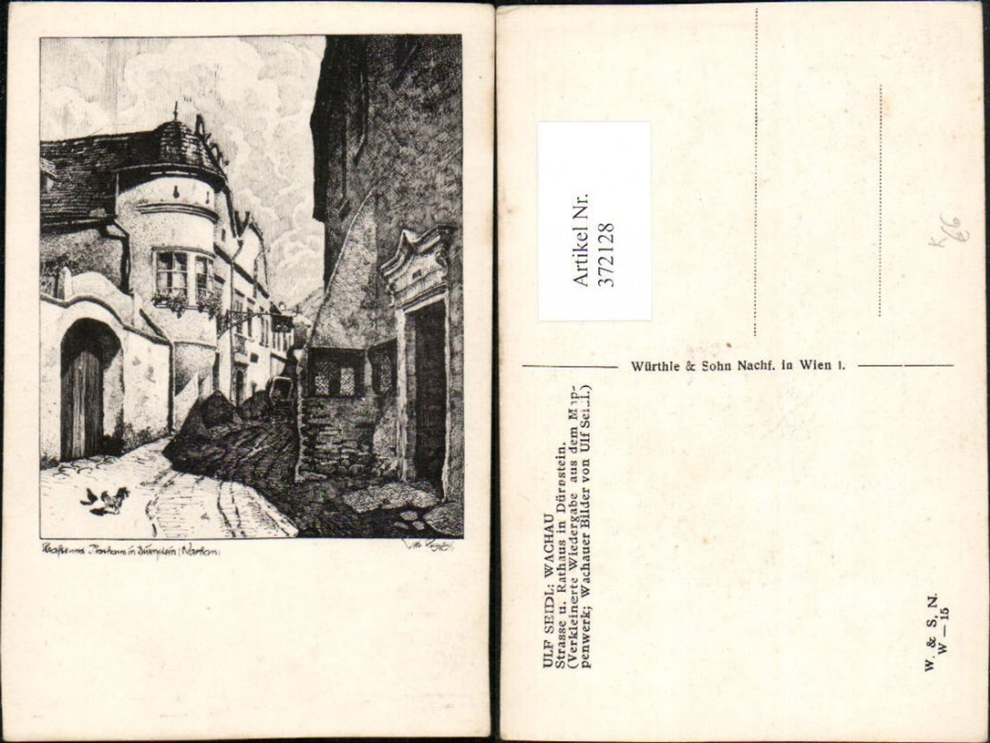 372128,Künstler AK Ulf Seidl Dürnstein Straßenansicht Rathaus