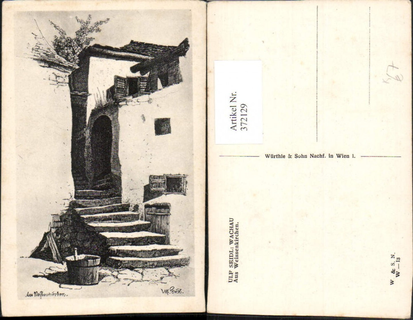 372129,Künstler AK Ulf Seidl Wachau Weißenkirchen Motiv Stiege