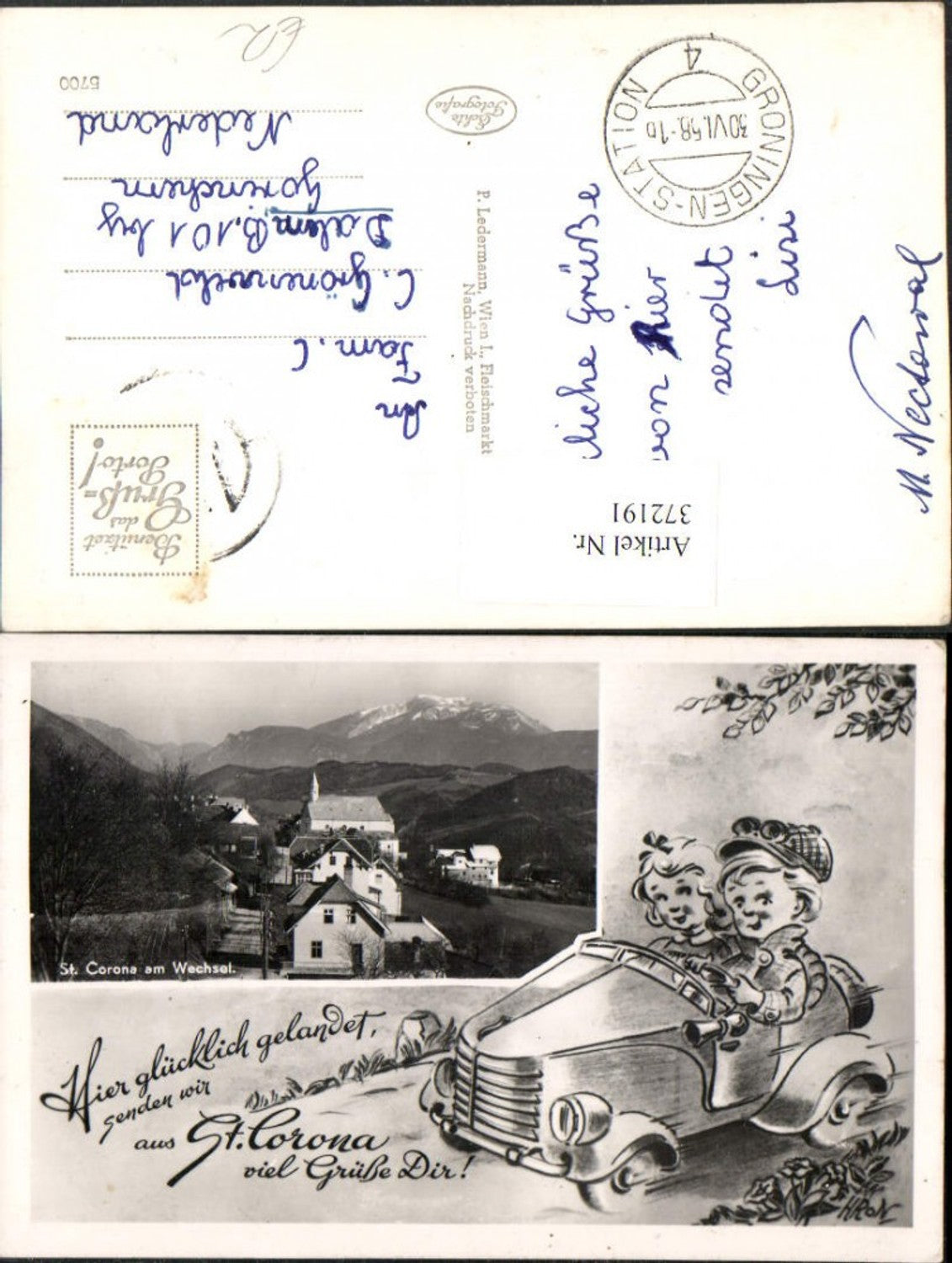 372191,St. Corona am Wechsel Teilansicht Bergkulisse Passepartout Kinder Auto