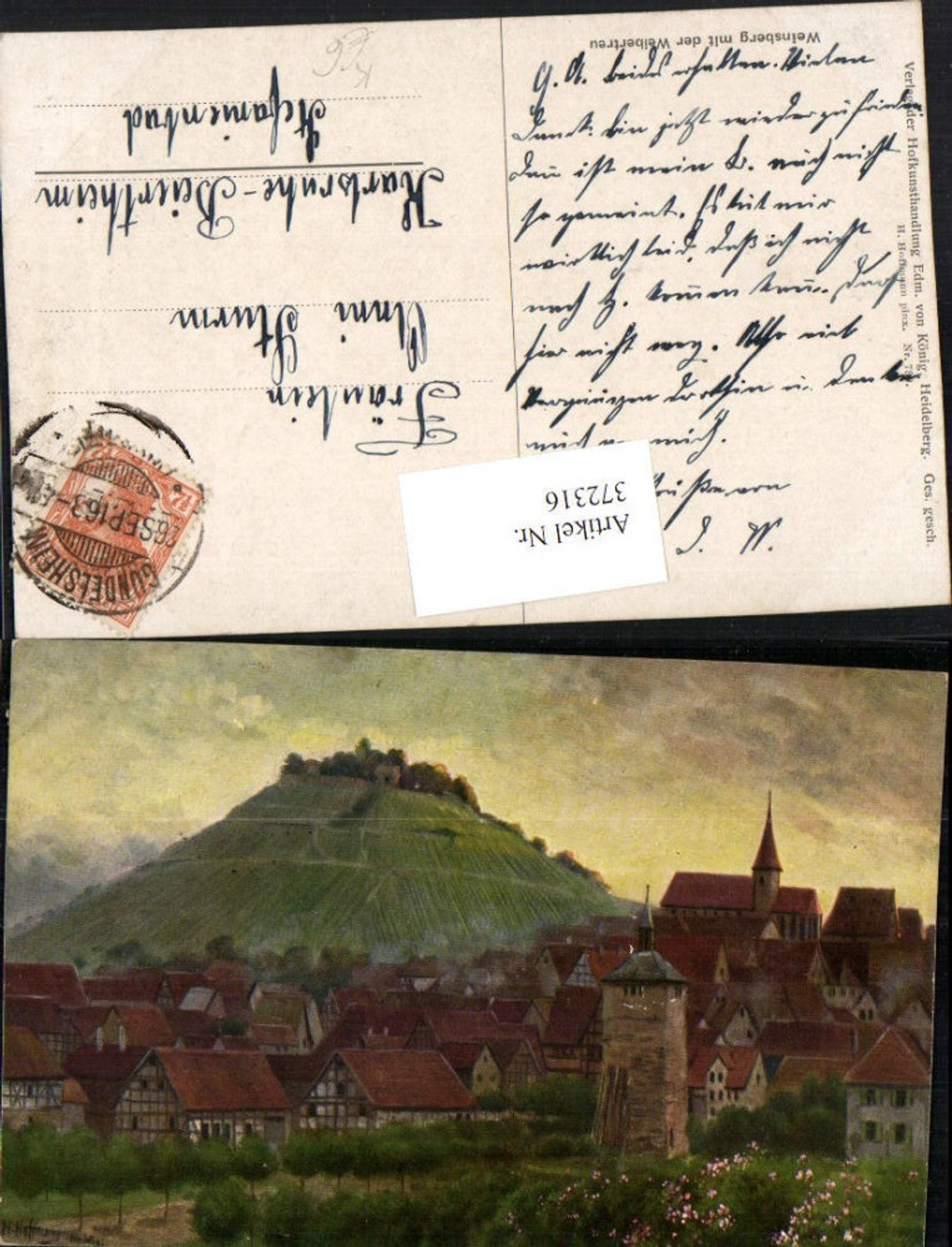 372316,Künstler AK Heinrich Hoffmann Weinsberg m. Weibertreu Totale