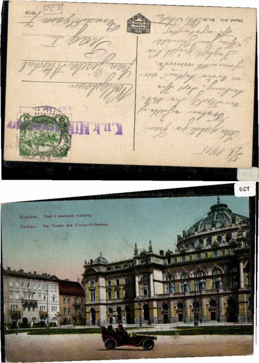 71076,Krakow Krakau Theater Kafeehaus m. Oldtimer 1915